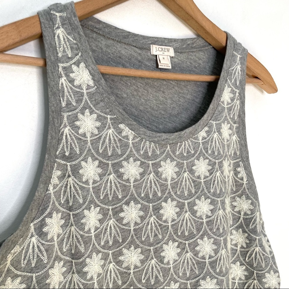 J. Crew | Floral Crochet Overlay Gray Tank Top - Picture 3 of 6